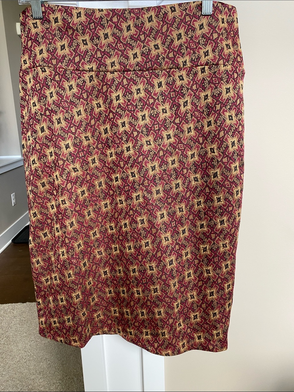 LulaRoe Red Patterned Pencil Skirt